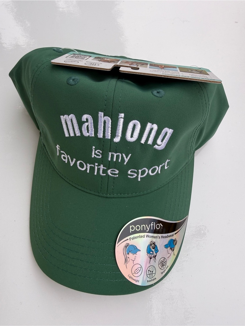 ponyflo Green Mahjong 'Mahjong is my favorite sport' Cap